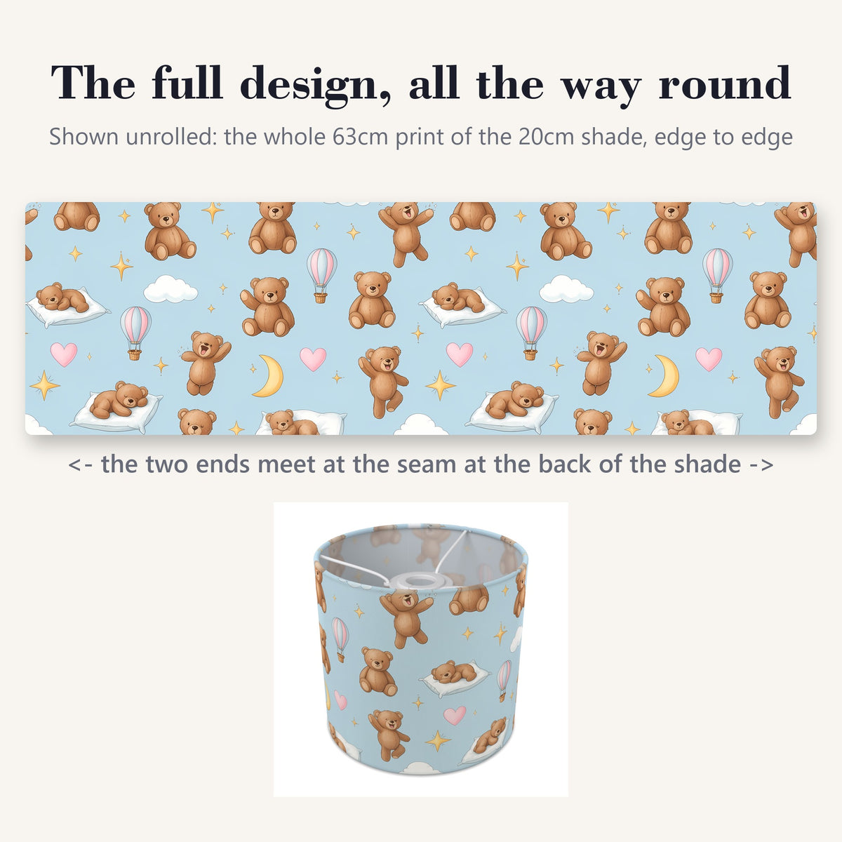 Sky Bear Hugs lampshade - 20cm x 18.5cm Ceiling - photo 9