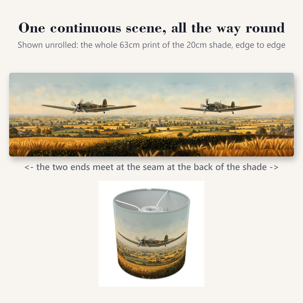 Spitfire Skies wraparound lampshade - Summer Fields