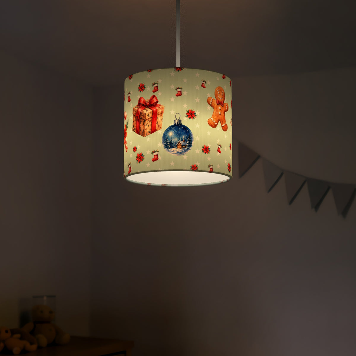 Pine Watercolor Christmas lampshade - 20cm x 18.5cm Ceiling - photo 5