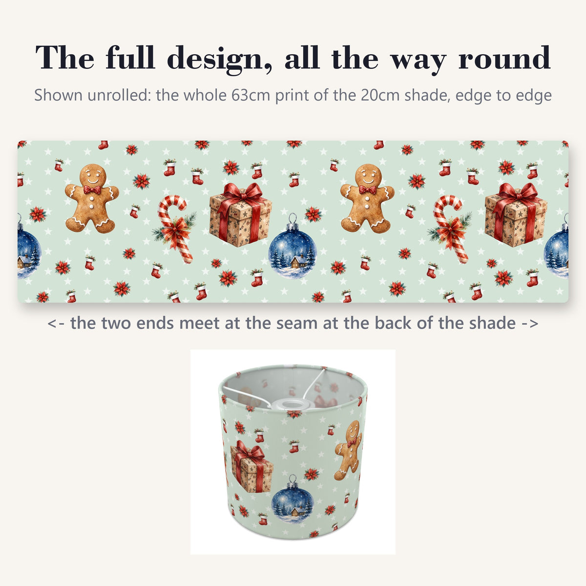 Pine Watercolor Christmas lampshade - 20cm x 18.5cm Ceiling - photo 9
