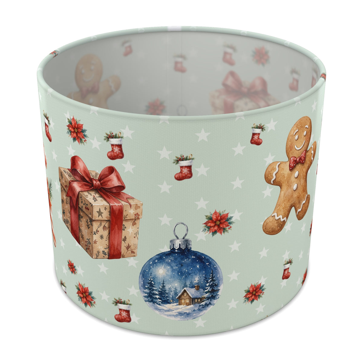 Pine Watercolor Christmas lampshade - 25cm x 20cm Table