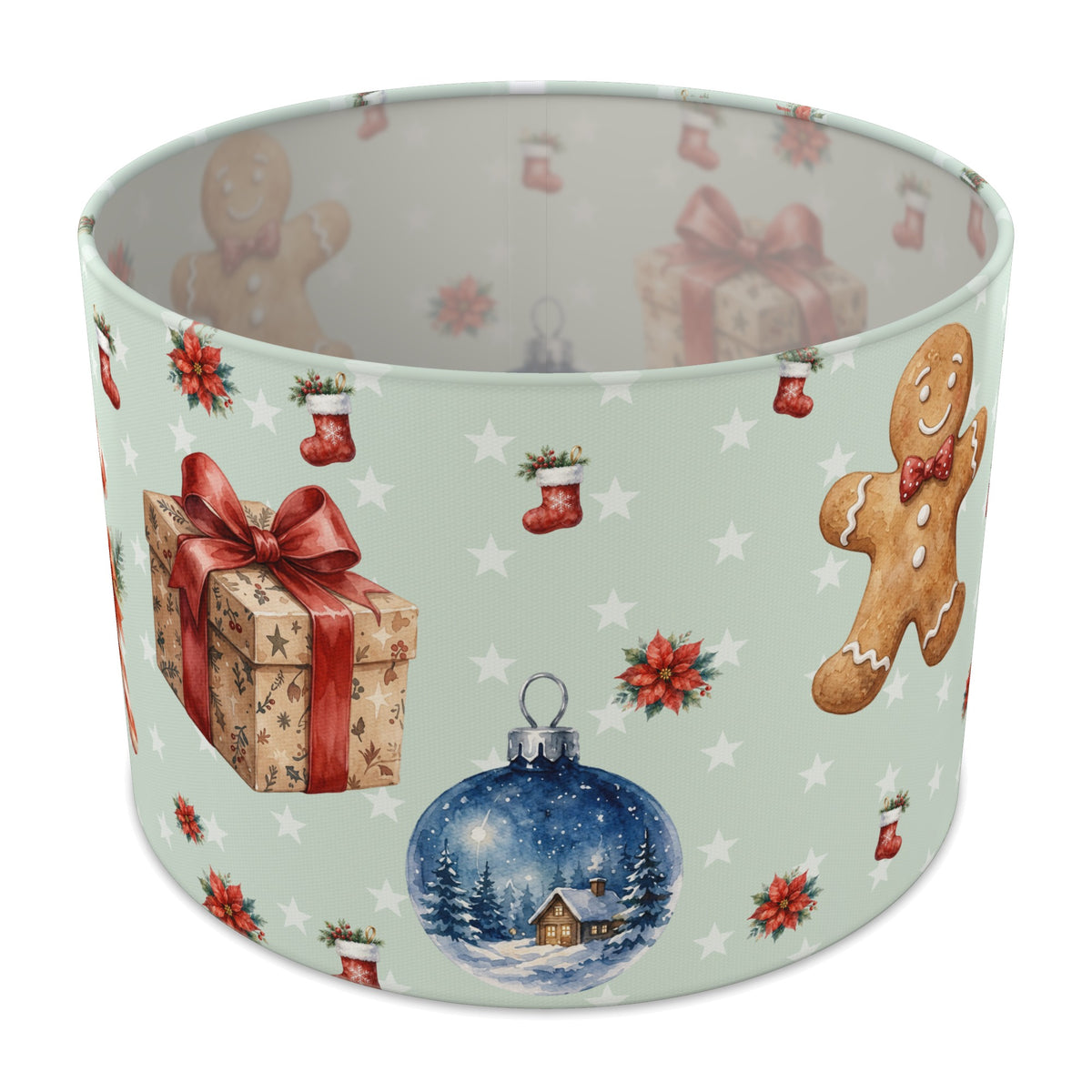 Pine Watercolor Christmas lampshade - 30cm x 21cm Table