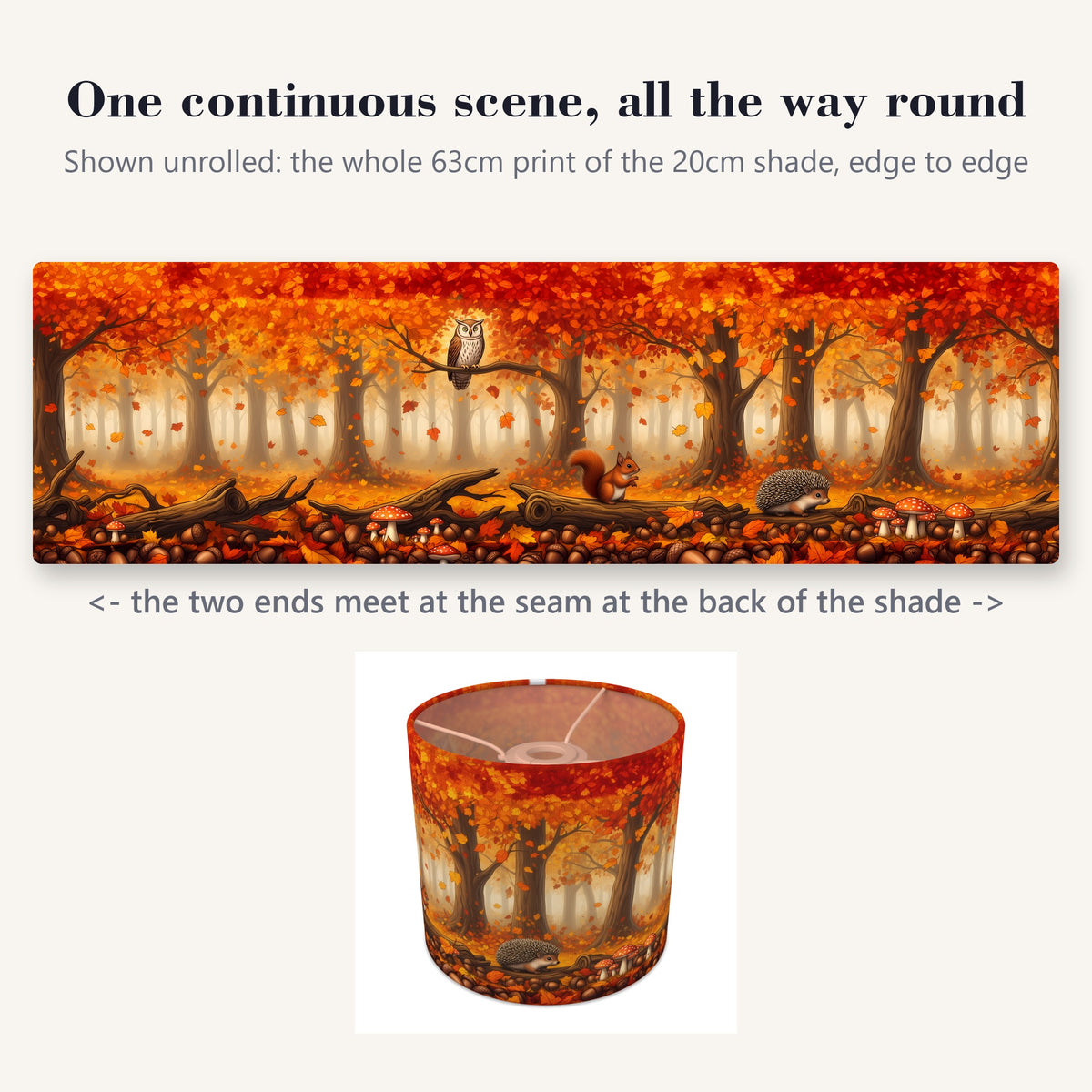 Woodland Walk wraparound lampshade - Autumn Woods