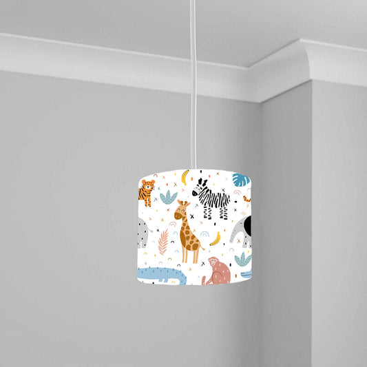 Colorful Jungle Safari Animal Print Ceiling Lampshade Lightshade for Nursery - 20cm x 18.5cm