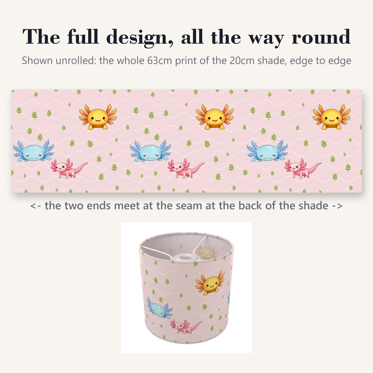 Blush Axolotl Lagoon lampshade - 20cm x 18.5cm Ceiling - photo 9