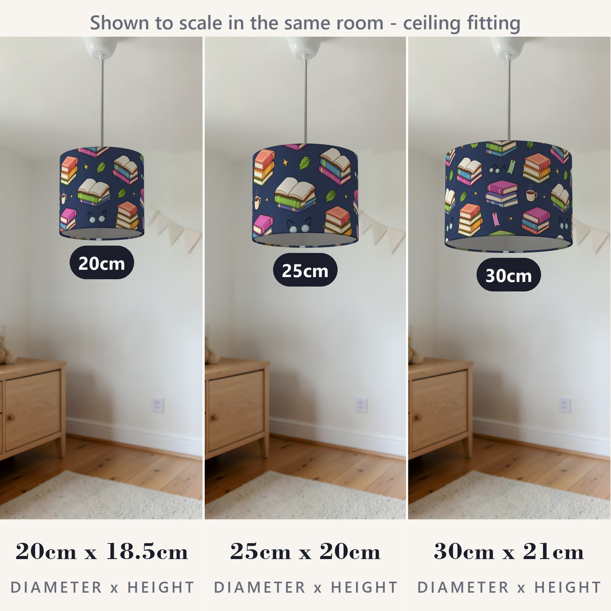 Navy Reading Nook lampshade - 20cm x 18.5cm Ceiling - photo 4