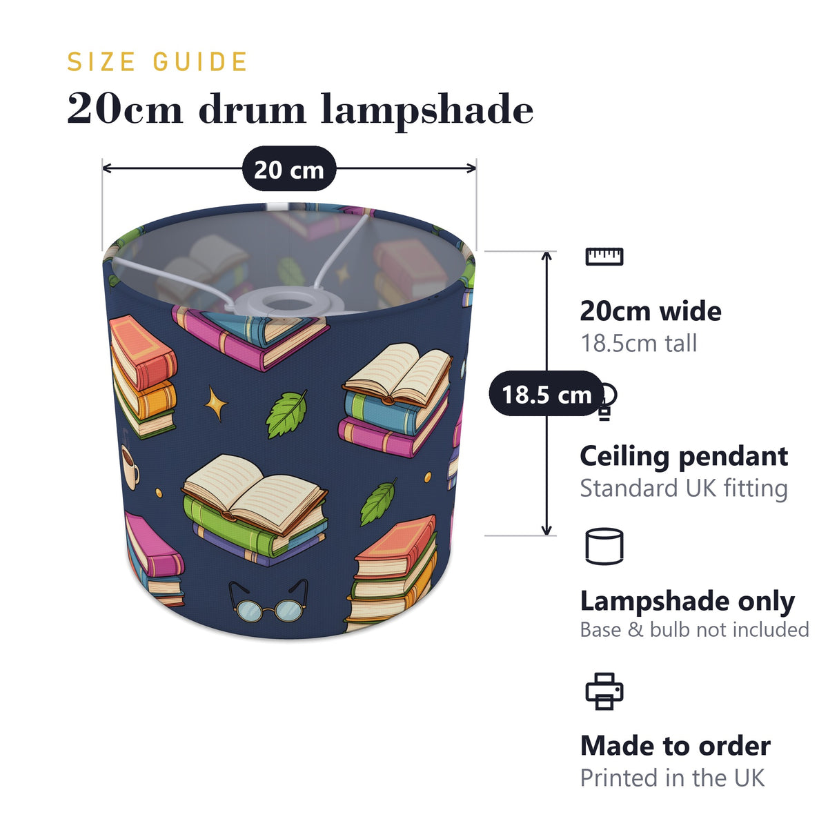 Navy Reading Nook lampshade - 20cm x 18.5cm Ceiling - photo 7