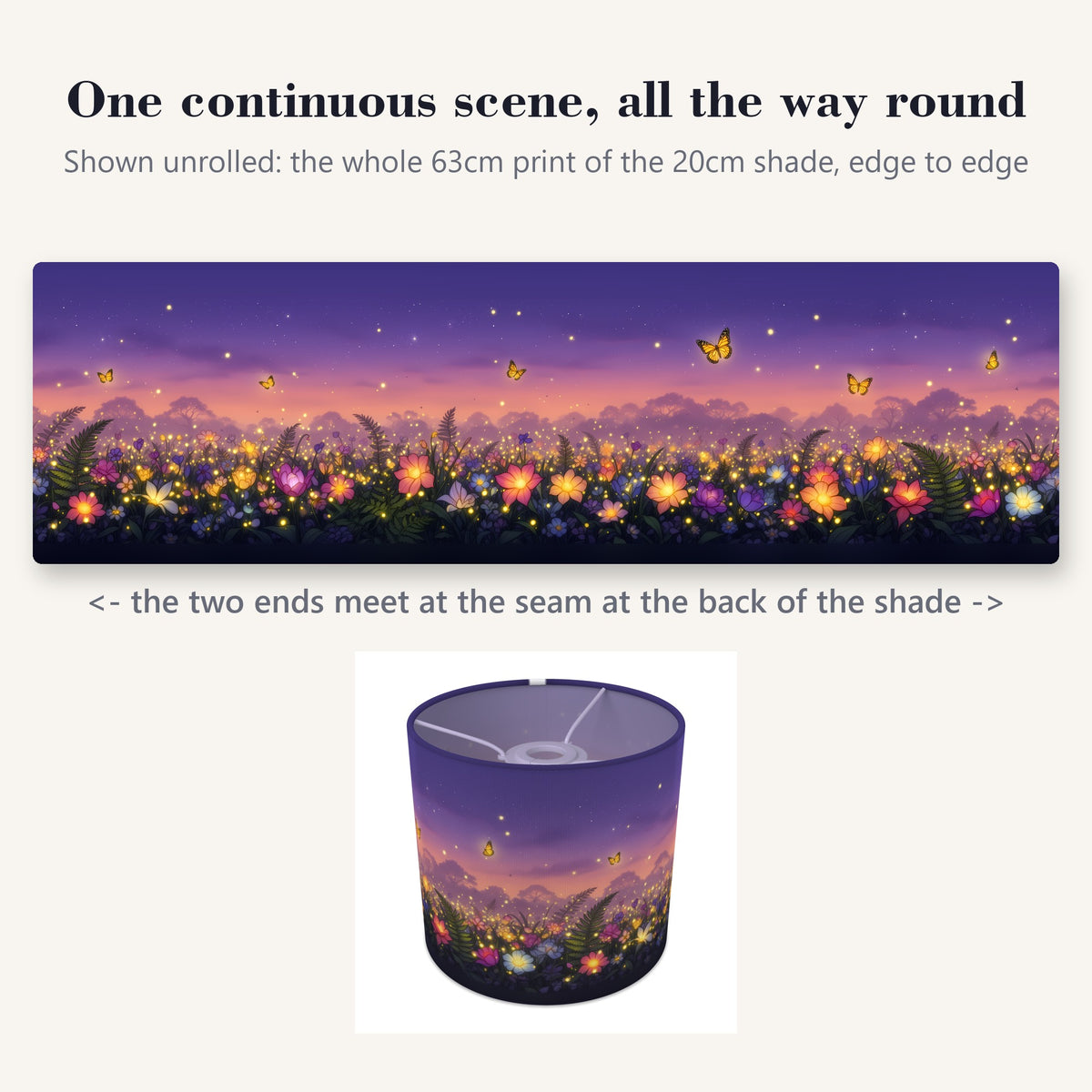 Butterfly Garden wraparound lampshade - Twilight Wings