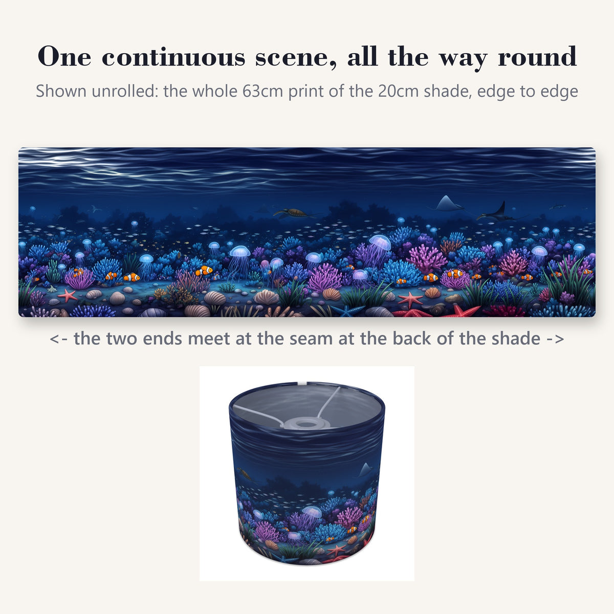 Coral Reef wraparound lampshade - Moonlit Reef