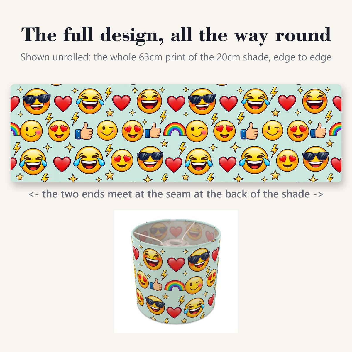 Mint Emoji Party lampshade - 20cm x 18.5cm Ceiling - photo 9