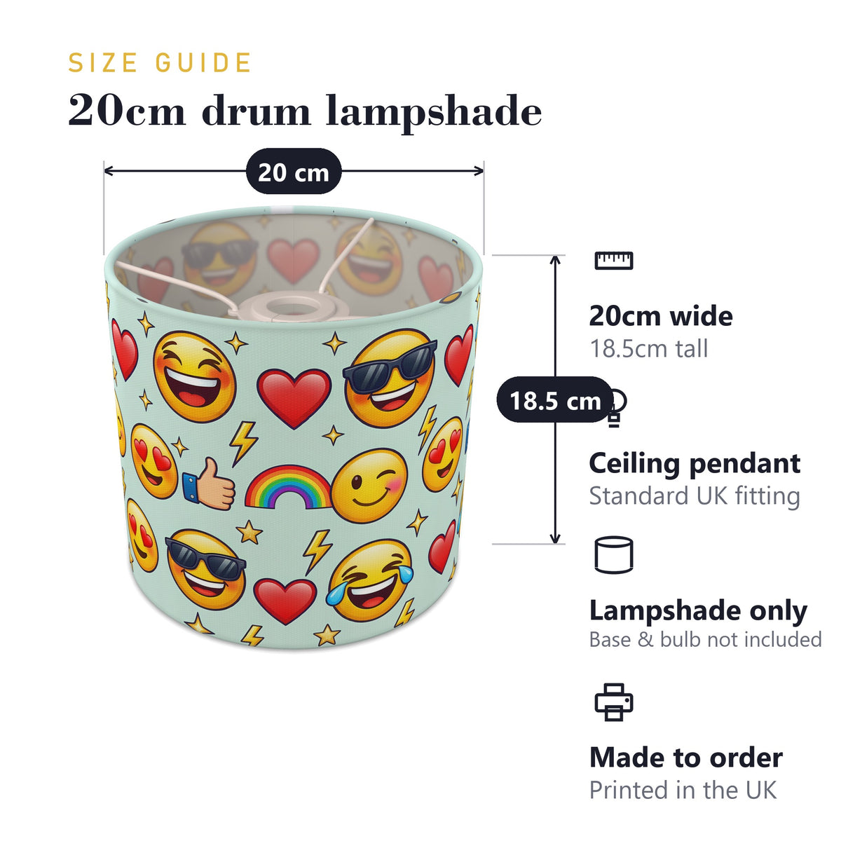 Mint Emoji Party lampshade - 20cm x 18.5cm Ceiling - photo 7