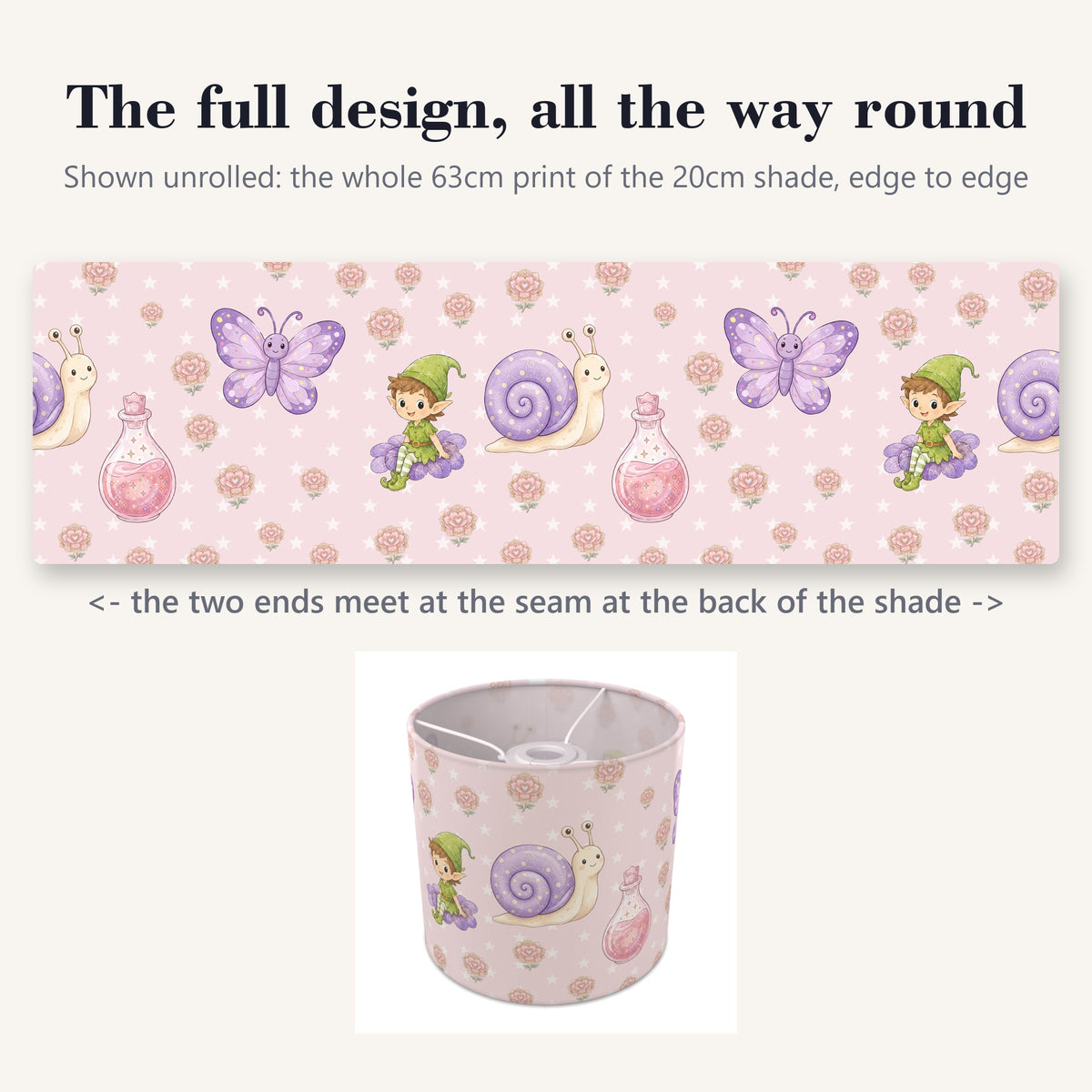 Blush Fairy Garden lampshade - 20cm x 18.5cm Ceiling - photo 9