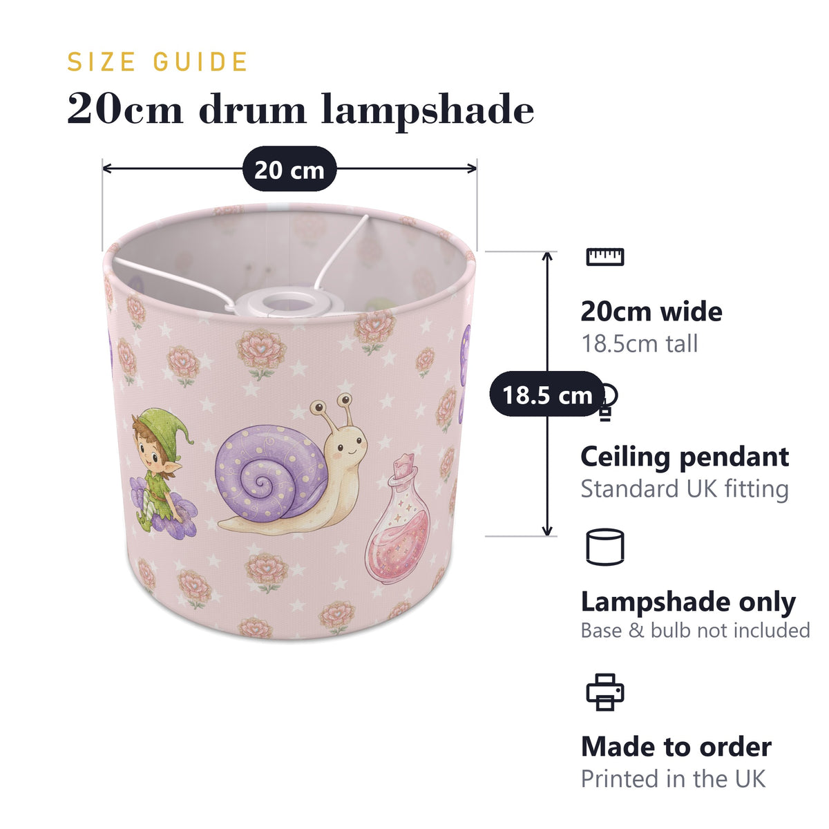 Blush Fairy Garden lampshade - 20cm x 18.5cm Ceiling - photo 7