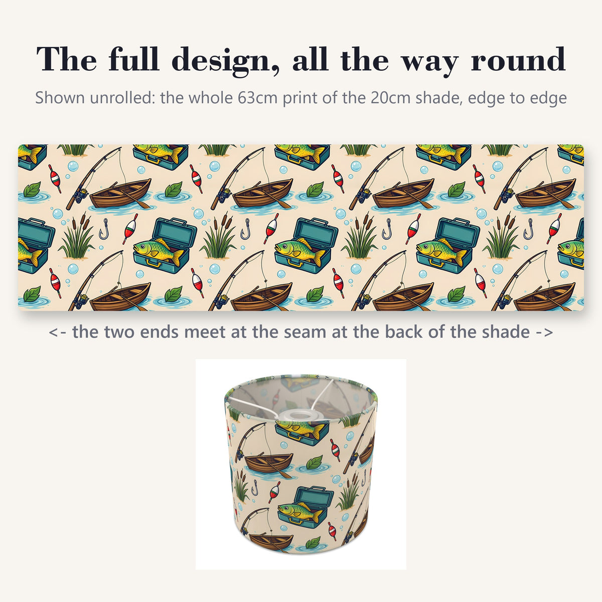 Sand Gone Fishing lampshade - 20cm x 18.5cm Ceiling - photo 9
