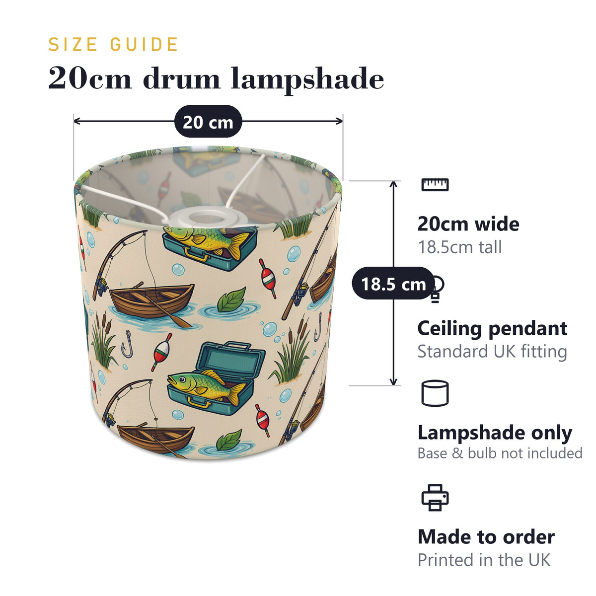 Sand Gone Fishing lampshade - 20cm x 18.5cm Ceiling - photo 7