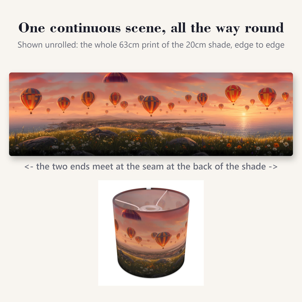 Balloon Skies wraparound lampshade - Sunset Flight
