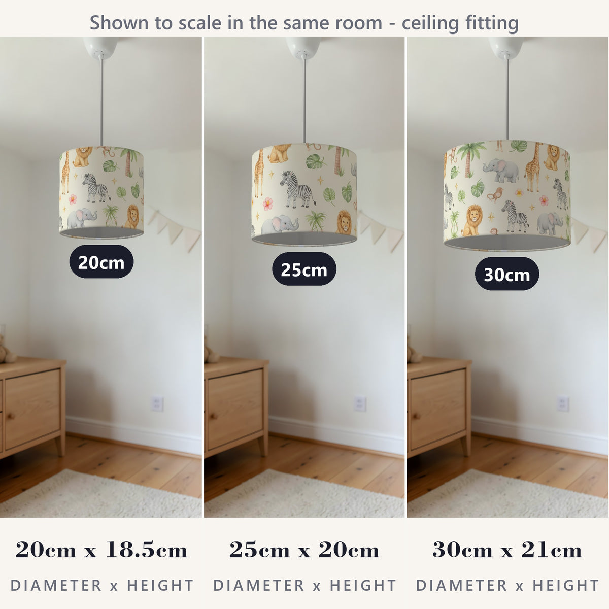 Cream Jungle Pals lampshade - 20cm x 18.5cm Ceiling - photo 4