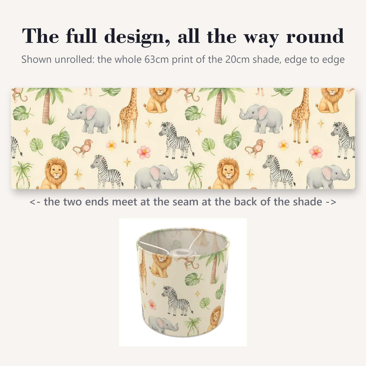 Cream Jungle Pals lampshade - 20cm x 18.5cm Ceiling - photo 9