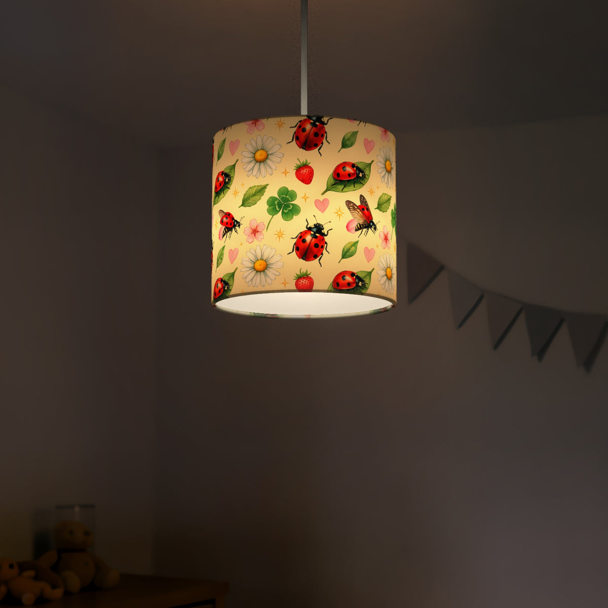 Cream Lucky Ladybirds lampshade - 20cm x 18.5cm Ceiling - photo 5