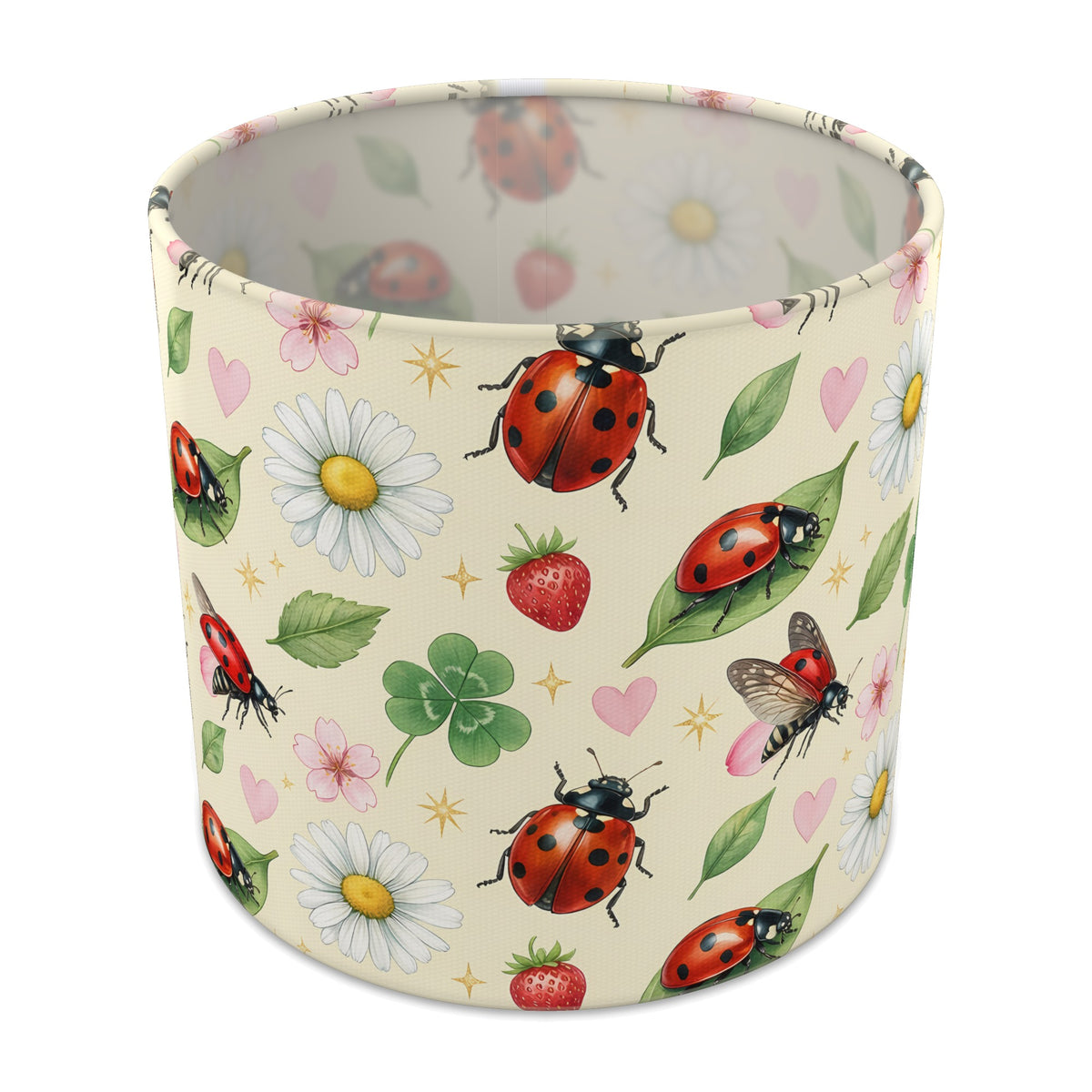 Cream Lucky Ladybirds lampshade - 20cm x 18.5cm Table