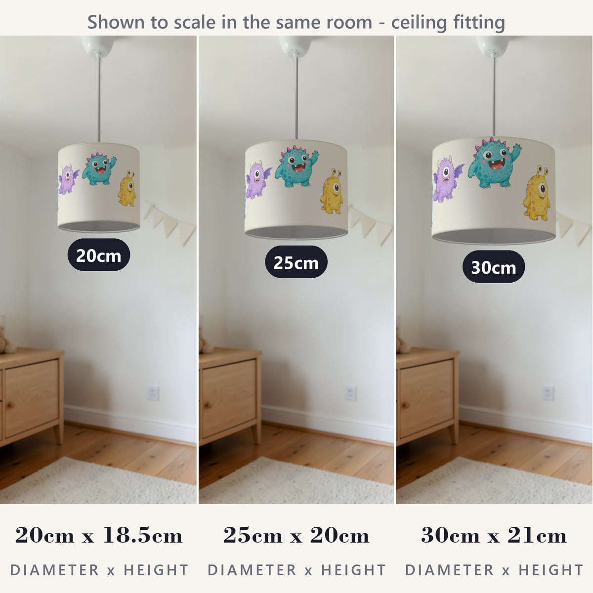 Cream Monsters lampshade - 20cm x 18.5cm Ceiling - photo 4
