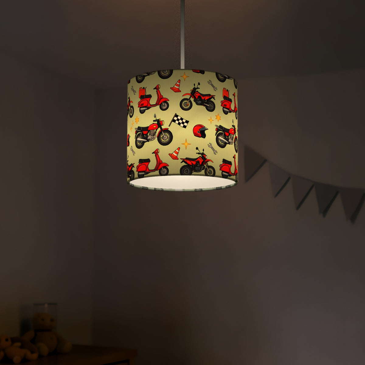 Sage Motorbike Mania lampshade - 20cm x 18.5cm Ceiling - photo 5