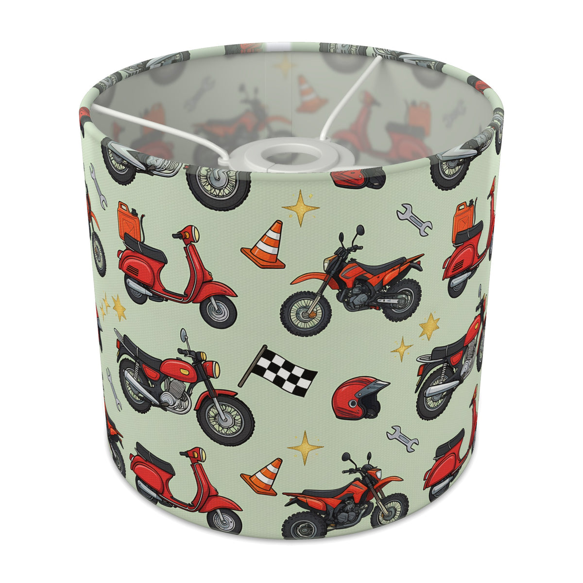 Sage Motorbike Mania lampshade - 20cm x 18.5cm Ceiling - main photo