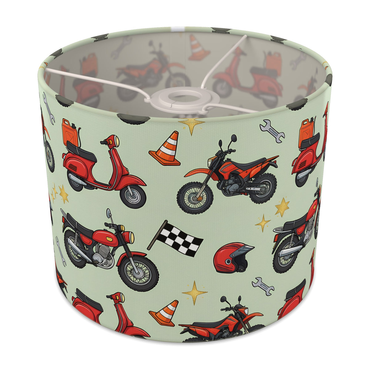 Sage Motorbike Mania lampshade - 25cm x 20cm Ceiling