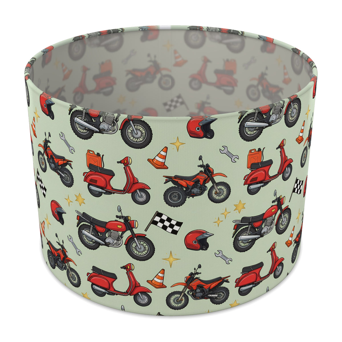 Sage Motorbike Mania lampshade - 30cm x 21cm Table