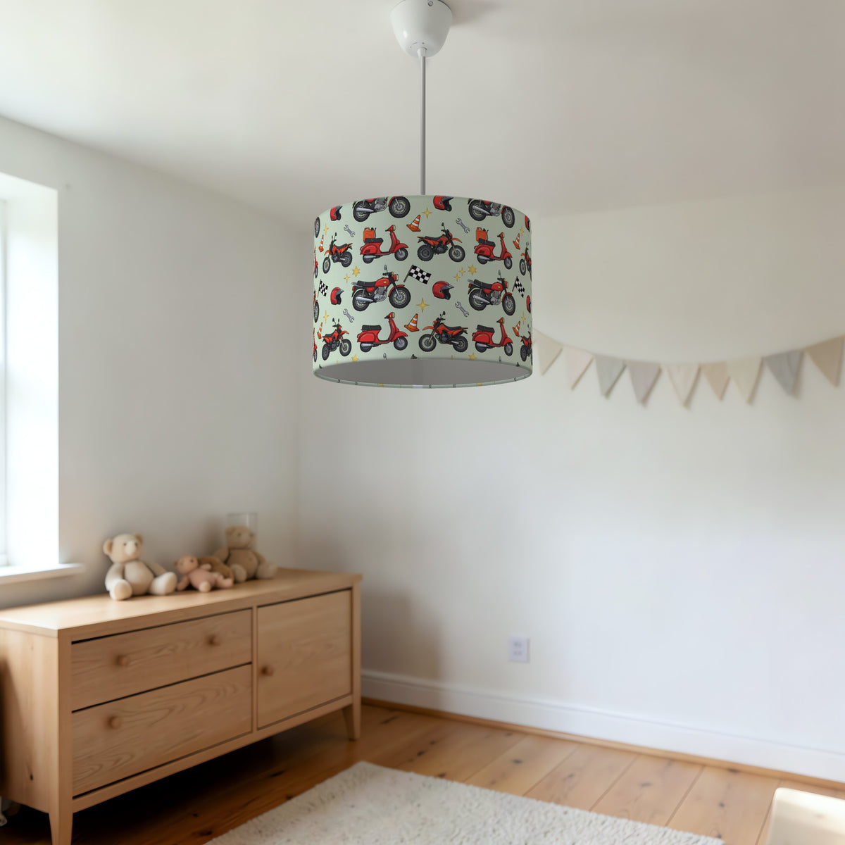 Sage Motorbike Mania lampshade - 20cm x 18.5cm Ceiling - photo 3