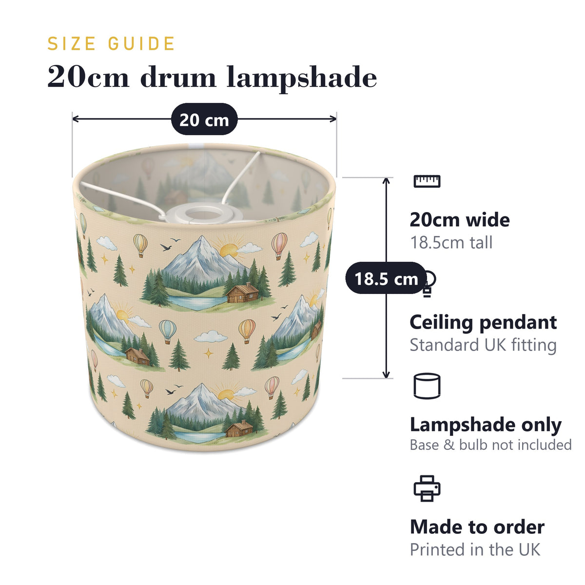 Sand Mountain Adventure lampshade - 20cm x 18.5cm Ceiling - photo 7