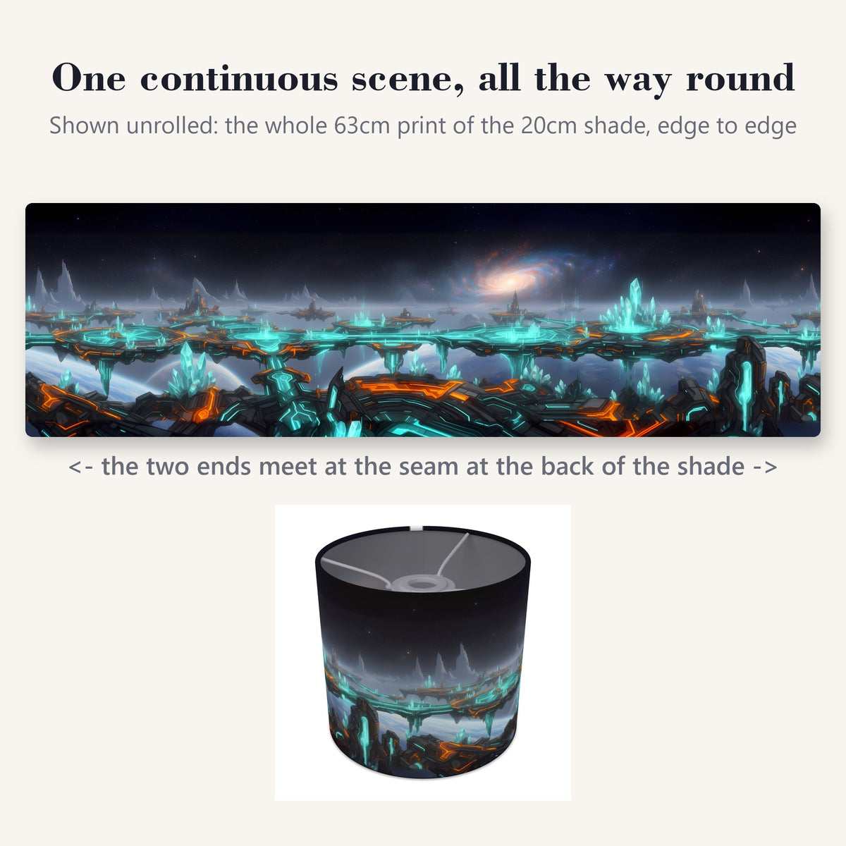 Neon Gamer World wraparound lampshade - Space Arena