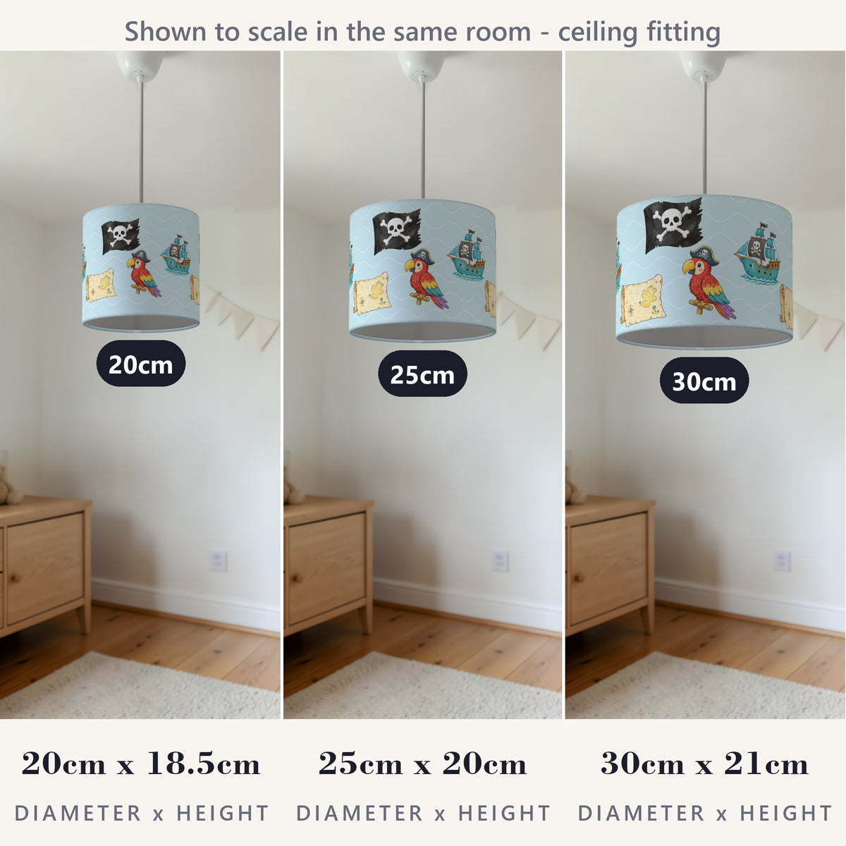 Aqua Pirates lampshade - 20cm x 18.5cm Ceiling - photo 4
