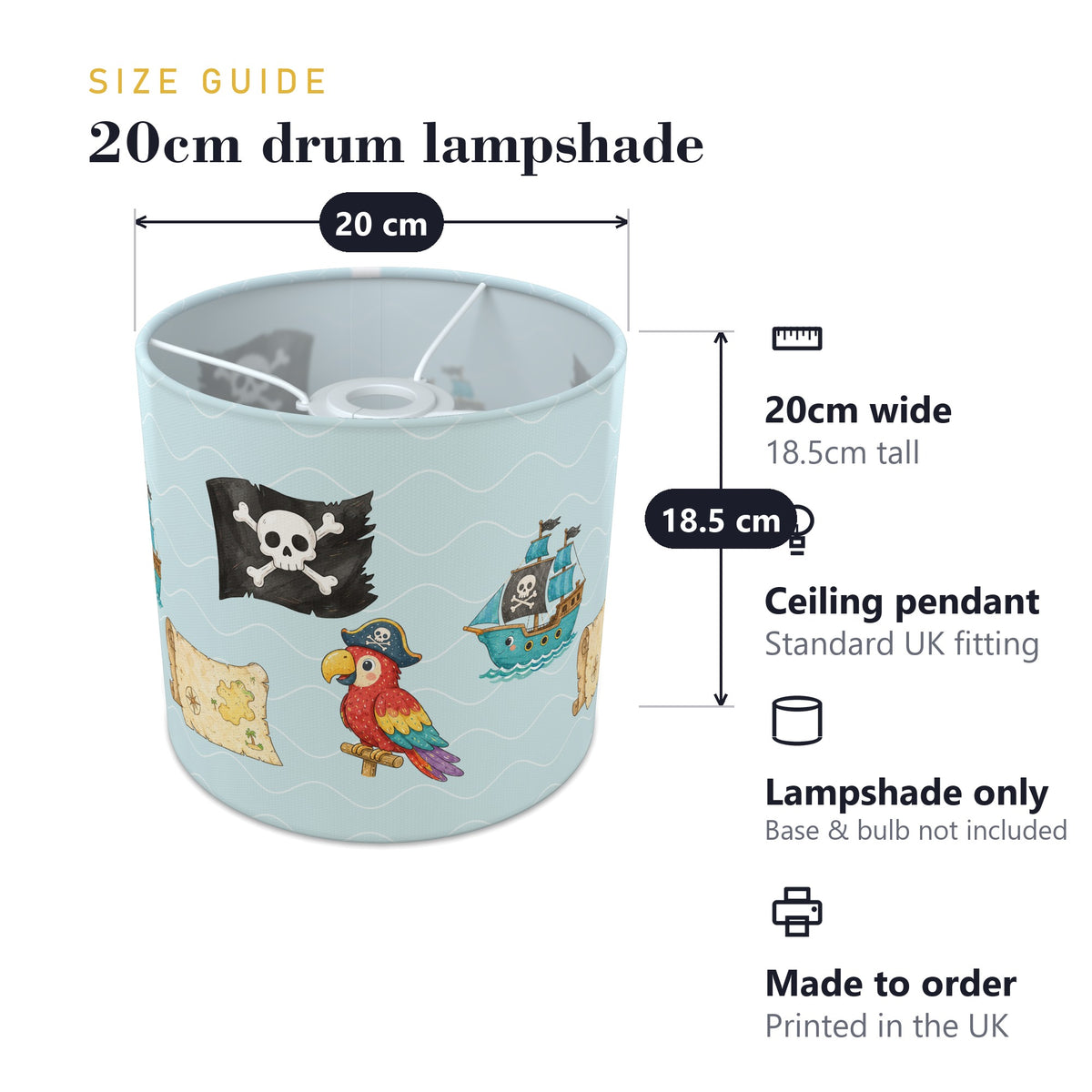 Aqua Pirates lampshade - 20cm x 18.5cm Ceiling - photo 7
