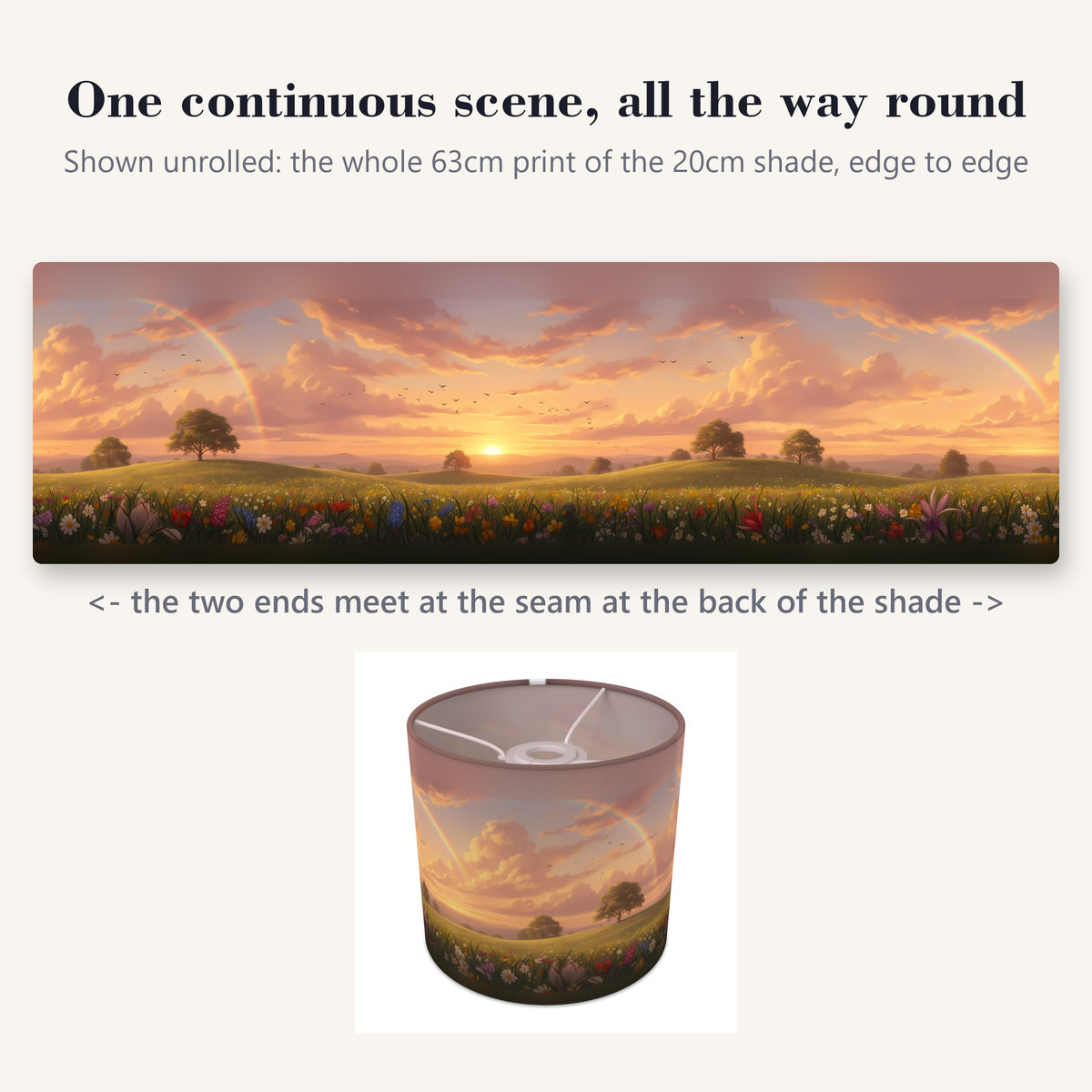 Rainbow Skies wraparound lampshade - Sunset Clouds