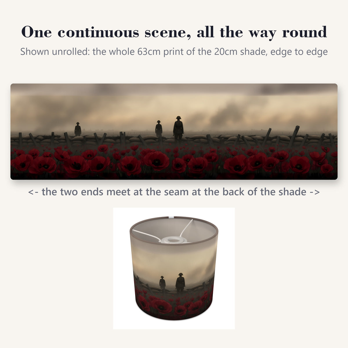 Lest We Forget wraparound lampshade - Remembrance Dusk