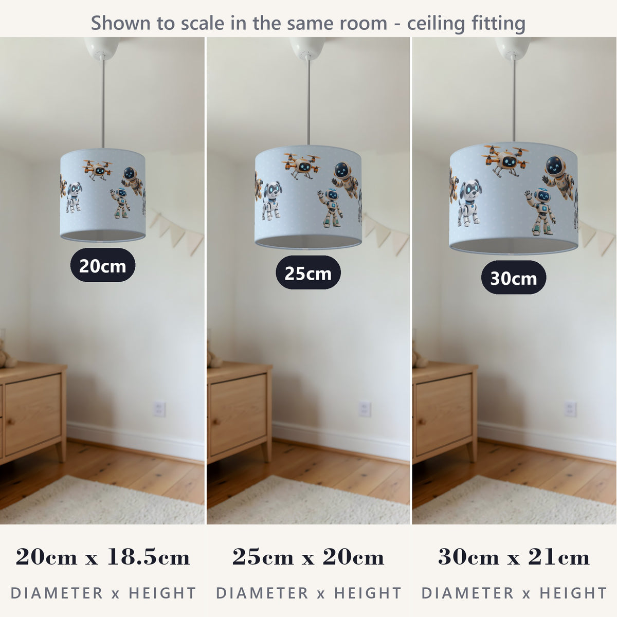 Sky Robots lampshade - 20cm x 18.5cm Ceiling - photo 4