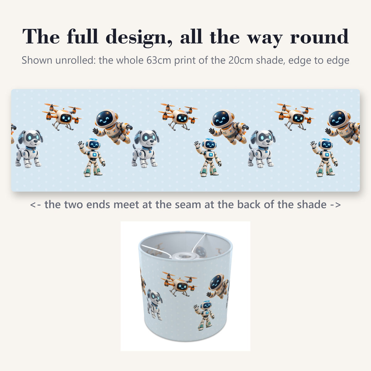 Sky Robots lampshade - 20cm x 18.5cm Ceiling - photo 9