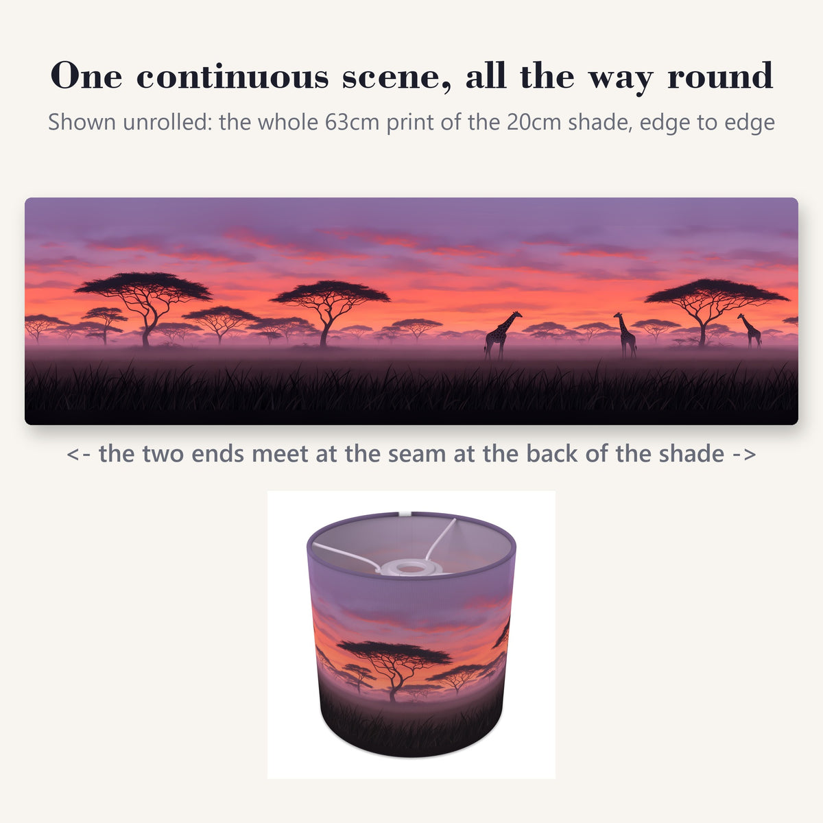 Savannah Safari wraparound lampshade - Savannah Dusk