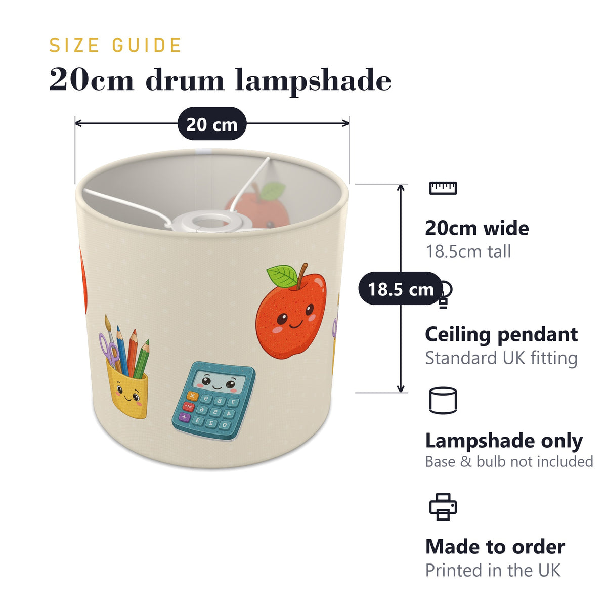 Cream School lampshade - 20cm x 18.5cm Ceiling - photo 7