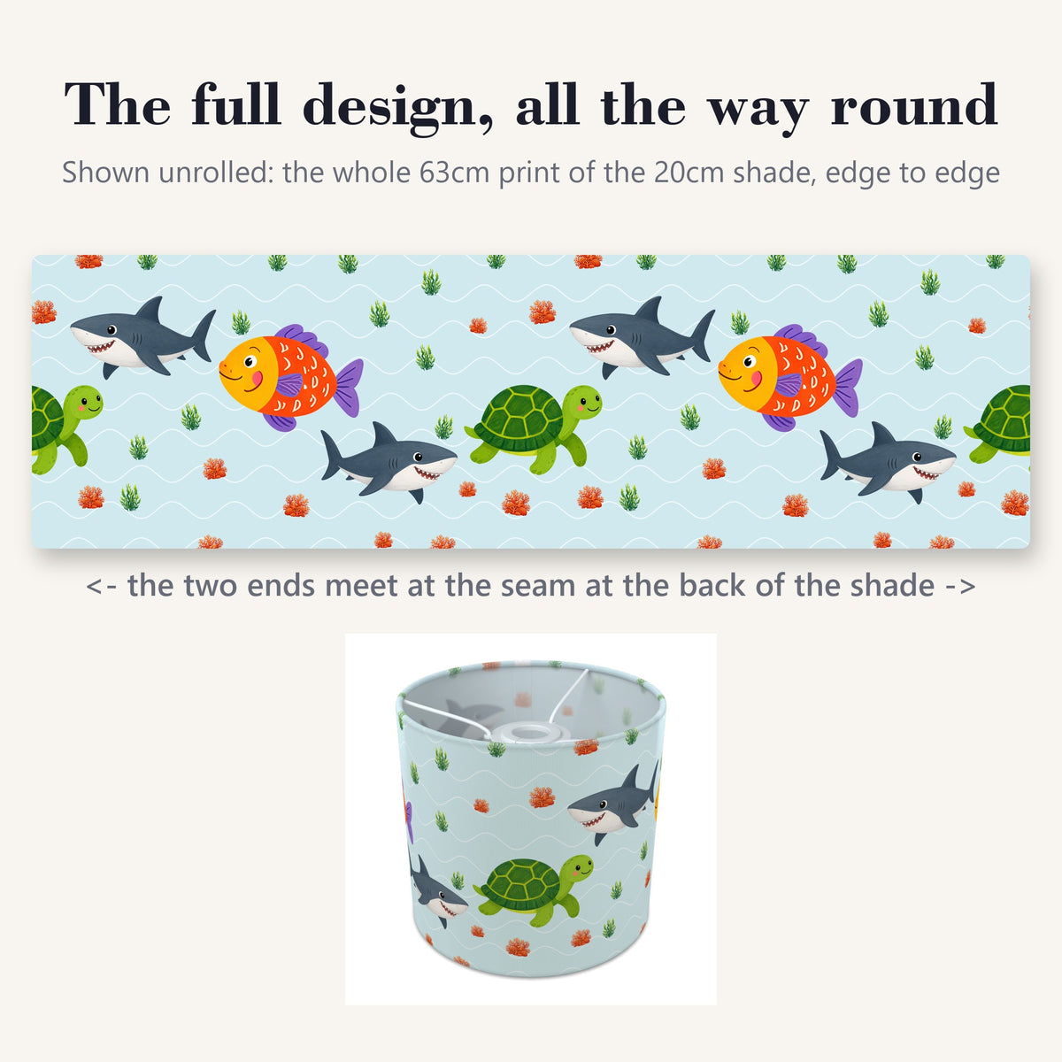 Aqua Cute Sea Friends lampshade - 20cm x 18.5cm Ceiling - photo 9