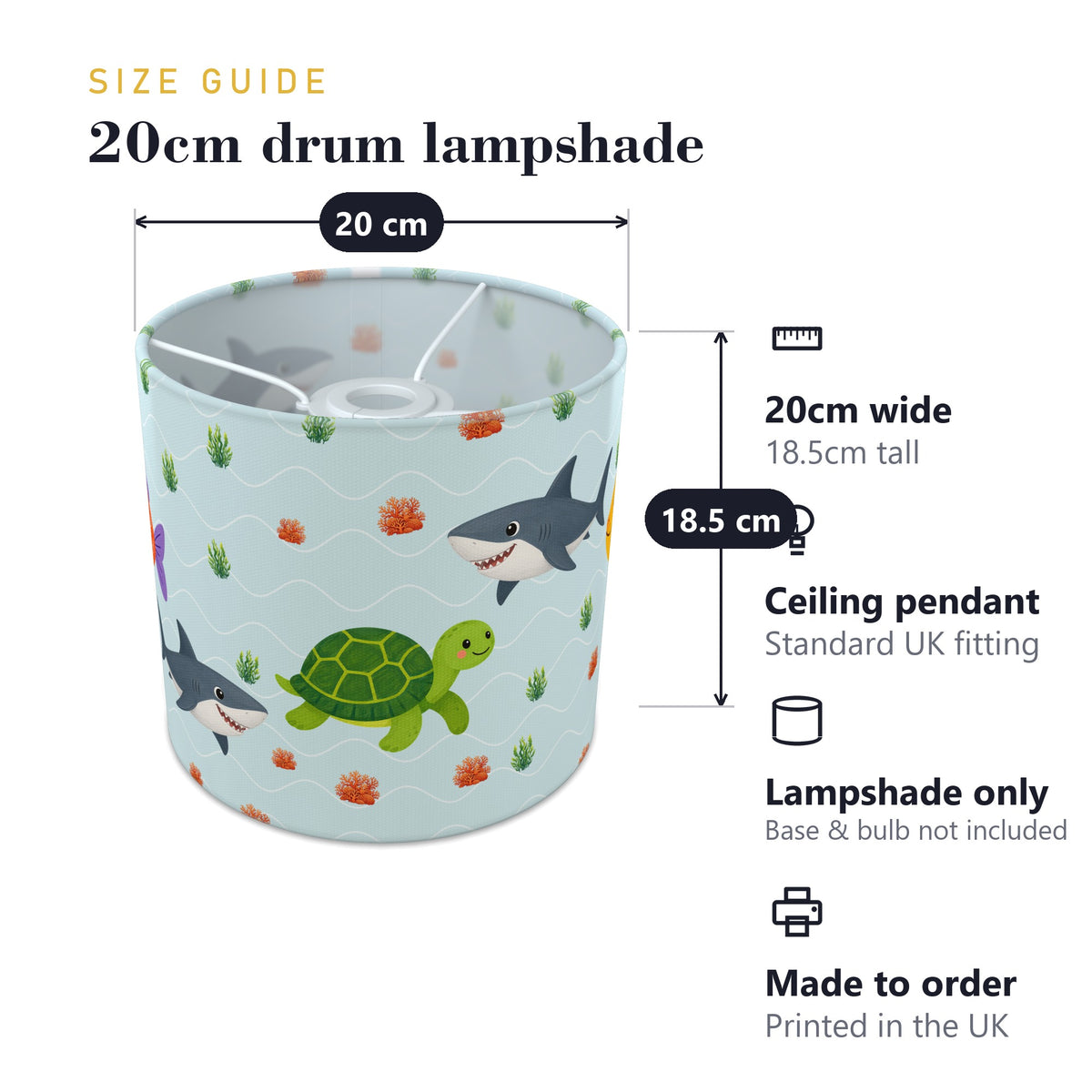 Aqua Cute Sea Friends lampshade - 20cm x 18.5cm Ceiling - photo 7