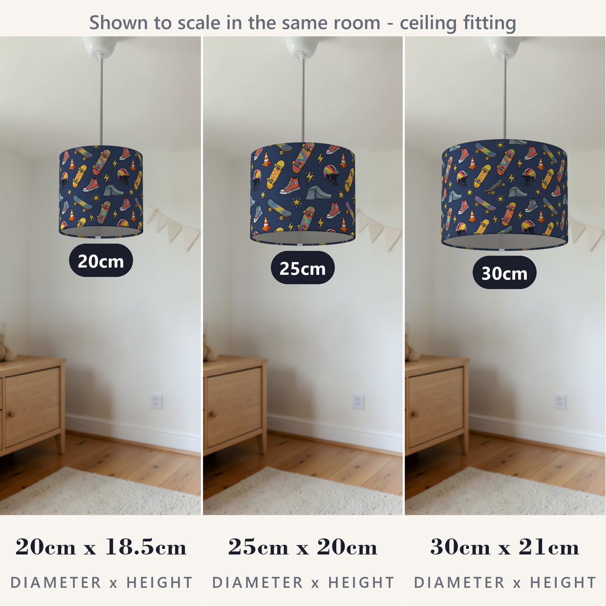 Navy Skate Crew lampshade - 20cm x 18.5cm Ceiling - photo 4