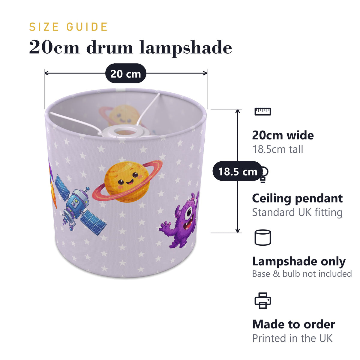 Lilac Space lampshade - 20cm x 18.5cm Ceiling - photo 7