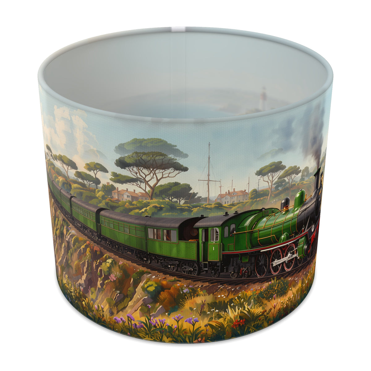 Coastal Line Steam Train Journey lampshade - 25cm x 20cm Table