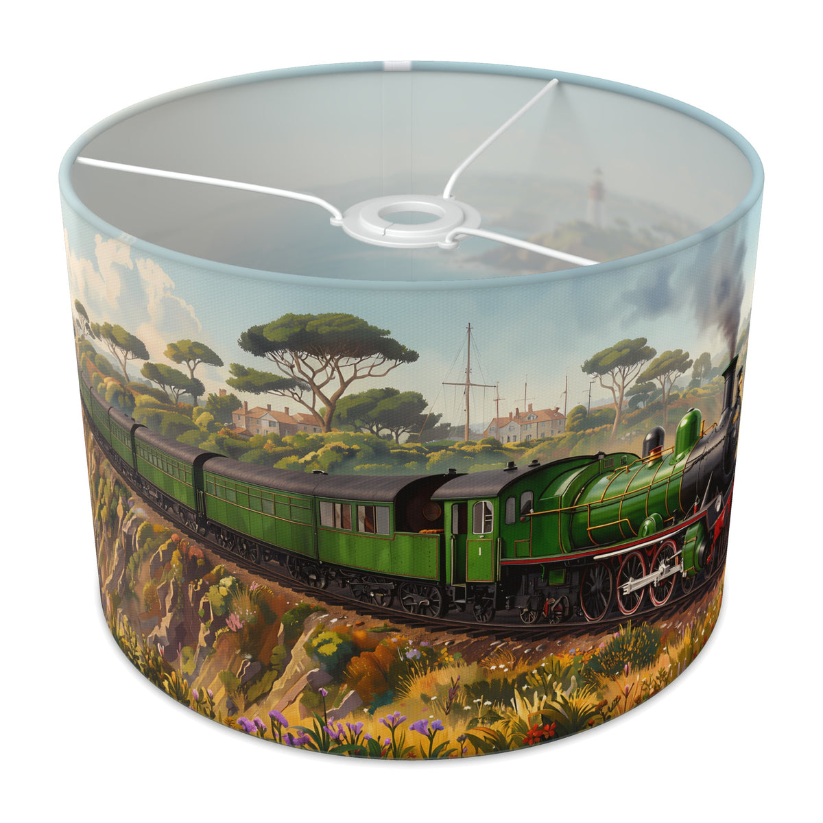 Coastal Line Steam Train Journey lampshade - 30cm x 21cm Ceiling