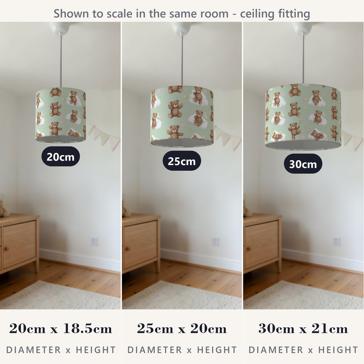 Sage Bear Hugs lampshade - 20cm x 18.5cm Ceiling - photo 4
