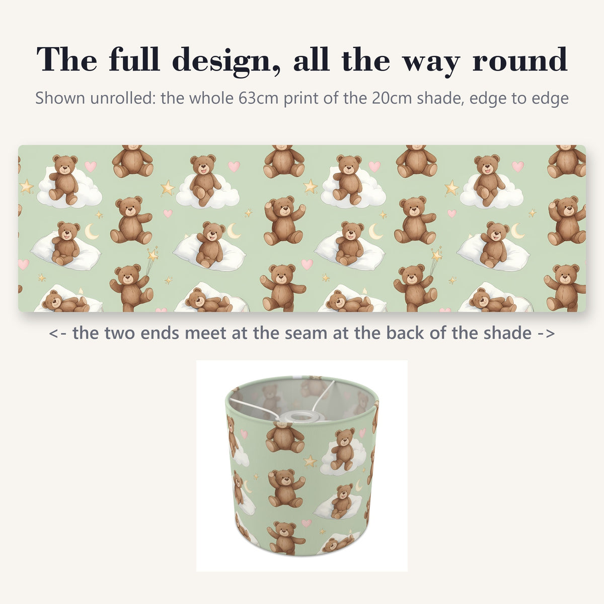 Sage Bear Hugs lampshade - 20cm x 18.5cm Ceiling - photo 9