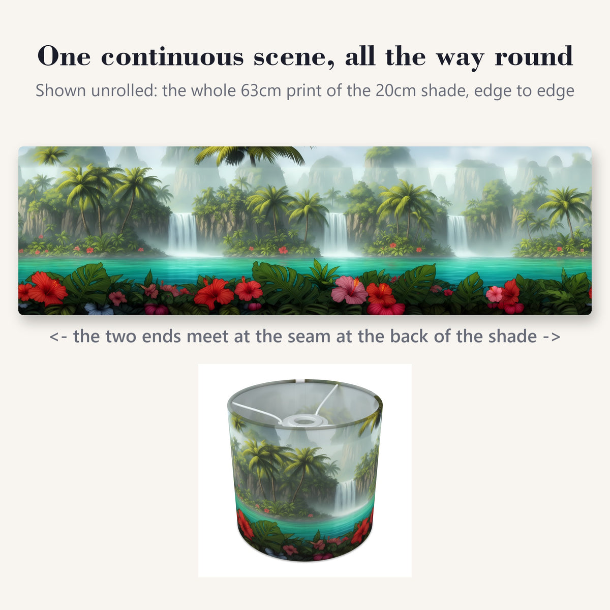 Tropical Island wraparound lampshade - Hidden Lagoon