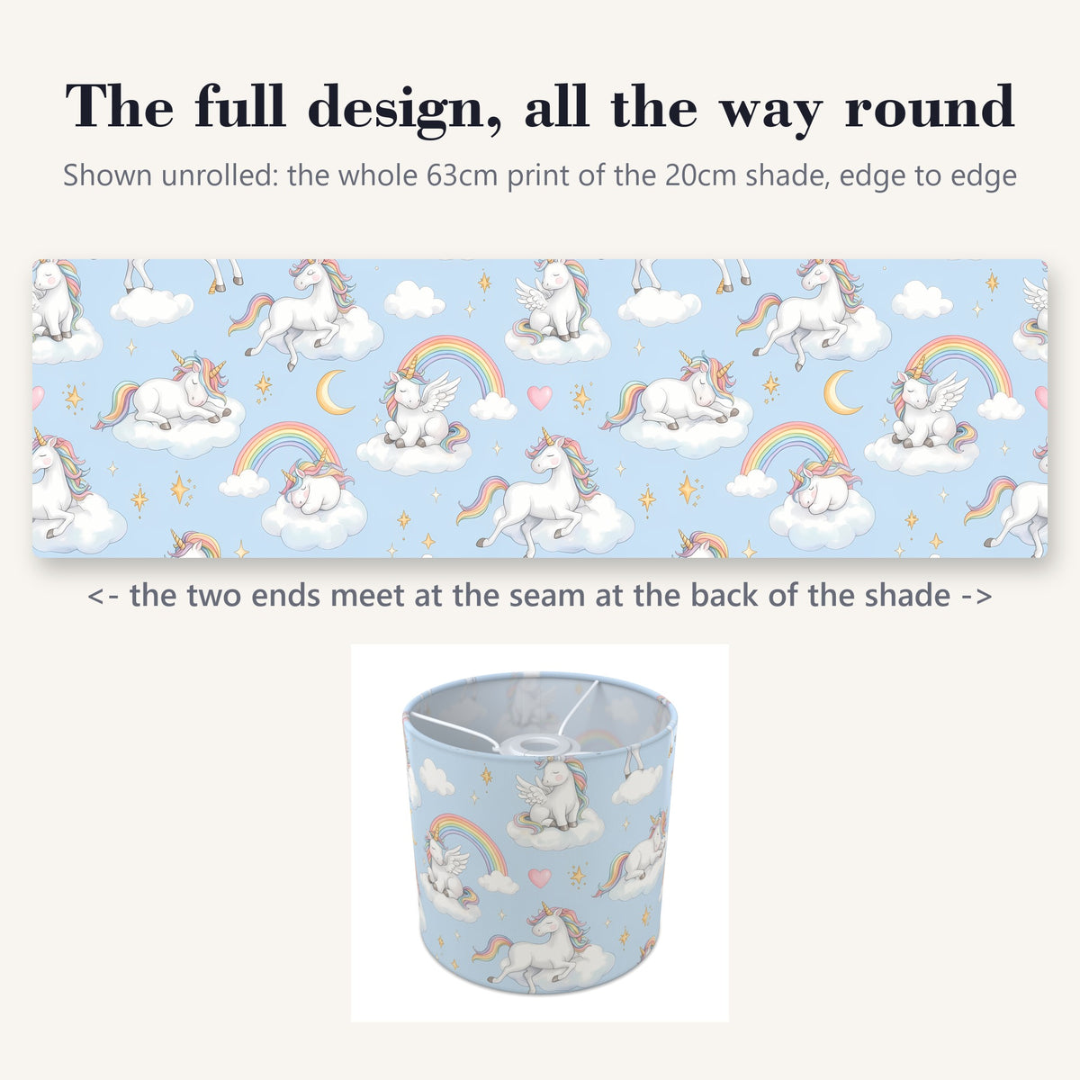 Sky Unicorn Dreams lampshade - 20cm x 18.5cm Ceiling - photo 9